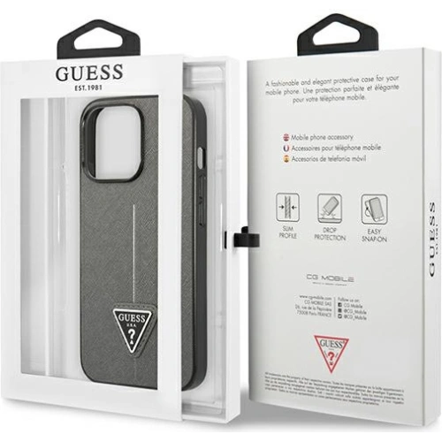 Etui Guess GUHCP13XPSATLG Apple iPhone 13 Pro Max srebrny/silver hardcase Saffiano Triangle Logo