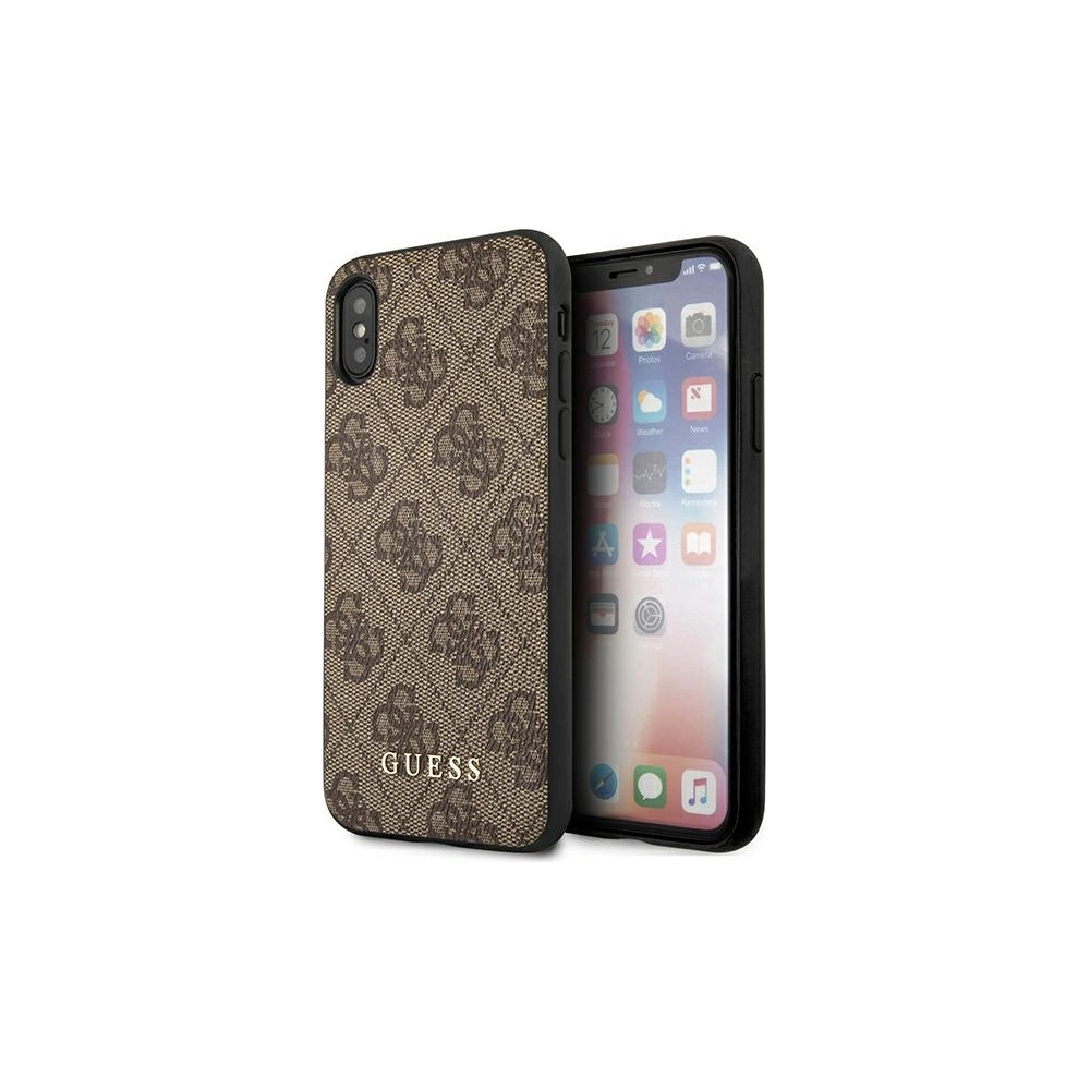Hurtownia GSM - Etui Guess GUHCPXG4GFBR Apple iPhone XS/X hnědý/brown tvrdý obal 4G Metal Gold Logo - GUE1853BR - {ean13} - Hurt