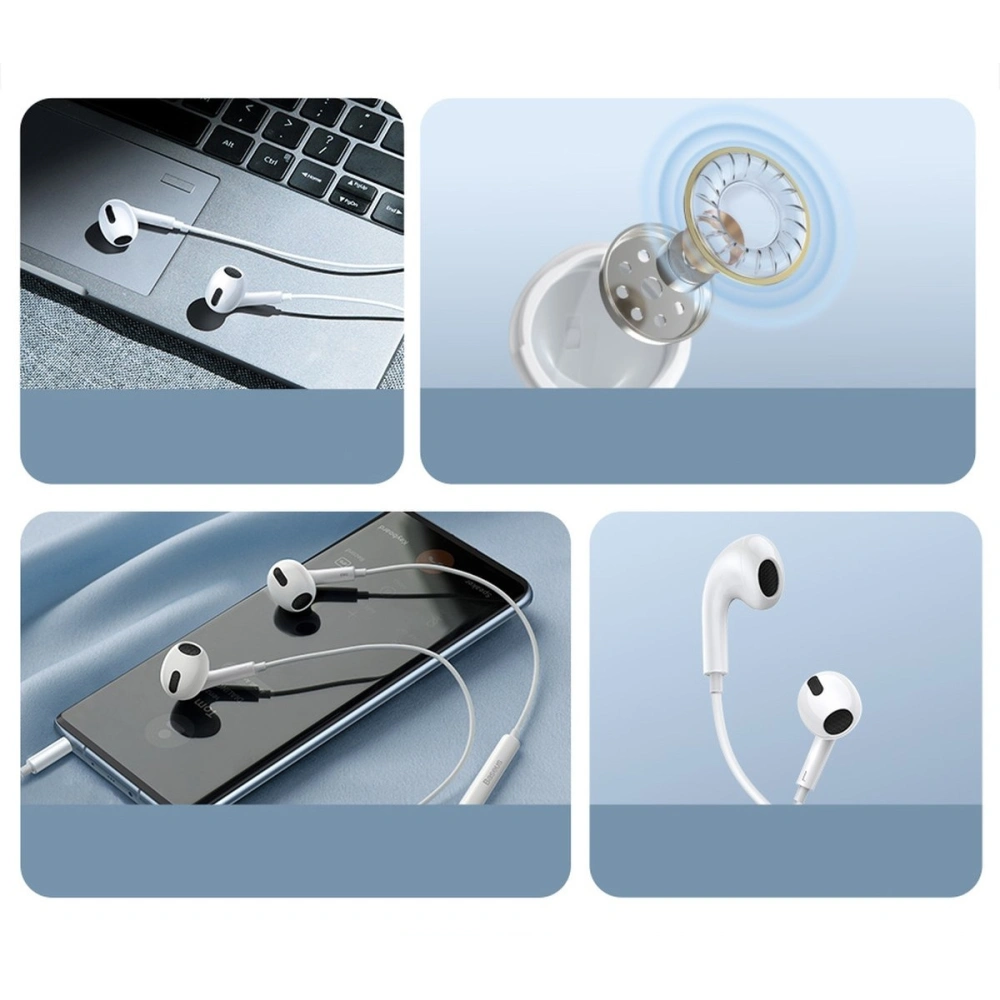 Wholesale Baseus Encok H17 3.5mm minijack wired headphones white - BSU3388WHT - {ean13} - Hurt
