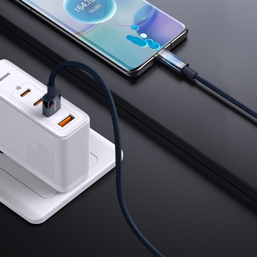 Hurtownia GSM - Kabel Baseus Explorer Series USB-A – USB-C 100W 1m modrý - BSU3391BLU - {ean13} - Hurt