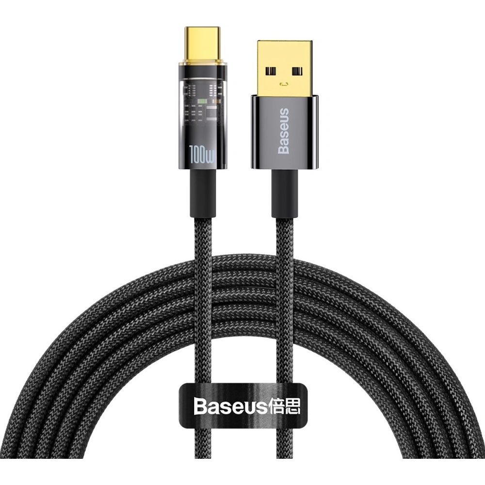 Wholesale Baseus Explorer Series Auto Power-Off Fast Charging Data Cable USB to Type-C 100W 2m Black - BSU3392BLK - {ean13} - Hurt