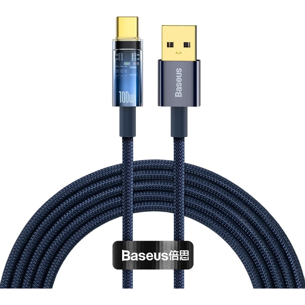 Wholesale Baseus Explorer Series Auto Power-Off Fast Charging Data Cable USB to Type-C 100W 2m Blue - BSU3393BLU - {ean13} - Hurt