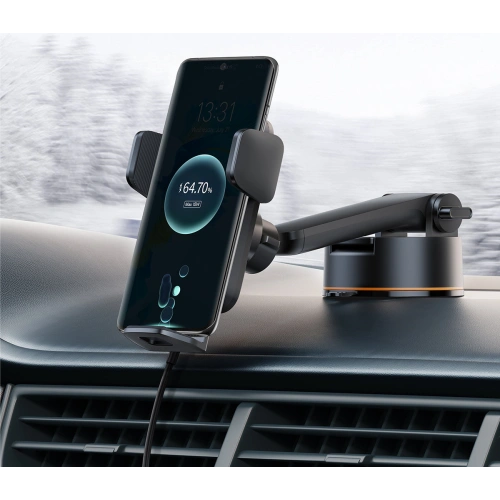Uchwyt samochodowy Baseus Wisdom Auto Alignment Car Mount Wireless Charger QI 15W (Suction base) Black