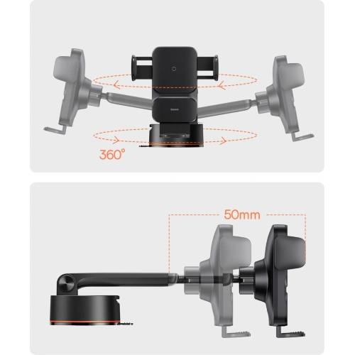 Uchwyt samochodowy Baseus Wisdom Auto Alignment Car Mount Wireless Charger QI 15W (Suction base) Black