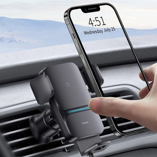 Uchwyt samochodowy Baseus Wisdom Auto Alignment Car Mount Wireless Charger QI 15W (Suction base) Black