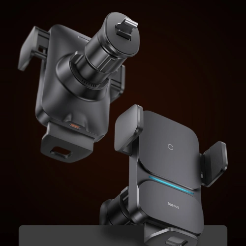 Uchwyt samochodowy Baseus Wisdom Auto Alignment Car Mount Wireless Charger QI 15W (Suction base) Black