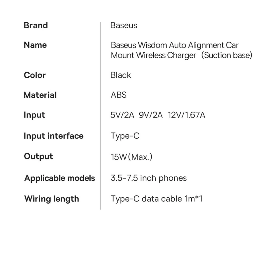 Hurtownia GSM - Upevnění do auta Baseus Wisdom Auto Alignment Car Mount Wireless Charger QI 15W (sací základna) černé - BSU3394BLK - {ean13} - Hurt