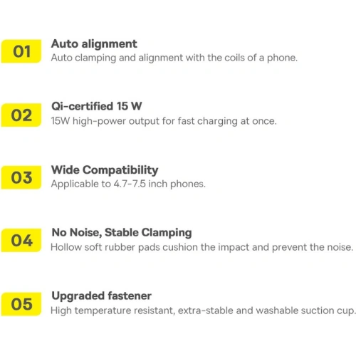 Uchwyt samochodowy Baseus Wisdom Auto Alignment Car Mount Wireless Charger QI 15W (Suction base) Black