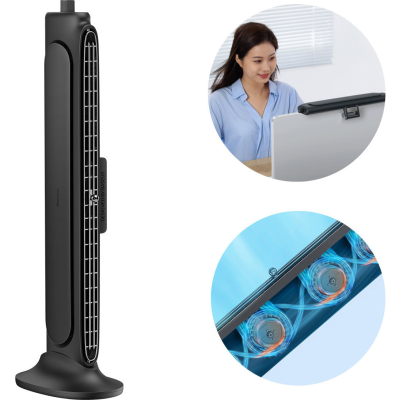 Baseus Distributor - 6932172606664 - BSU3397BLK - Baseus Refreshing Monitor Clip-On & Stand-Up Desk Fan Black - B2B homescreen
