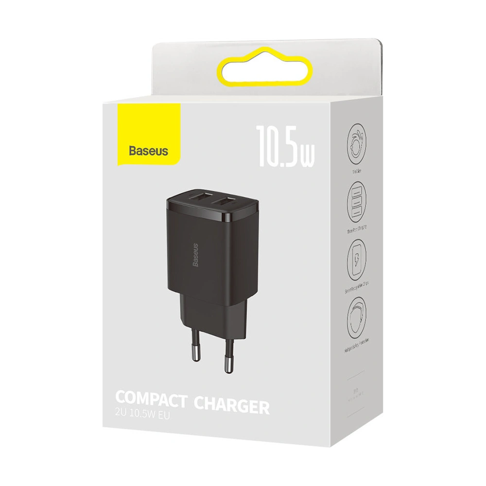 Hurtownia GSM - Ładowarka sieciowa Baseus Compact 2xUSB-A 10.5W czarny - BSU3398BLK - {ean13} - Hurt