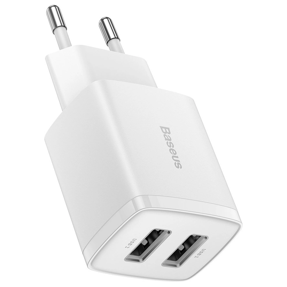 Hurtownia GSM - Ładowarka sieciowa Baseus Compact 2xUSB-A 10.5W biały - BSU3399WHT - {ean13} - Hurt