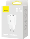 Hurtownia GSM - Ładowarka sieciowa Baseus Compact 2xUSB-A 10.5W biały - BSU3399WHT - {ean13} - Hurt