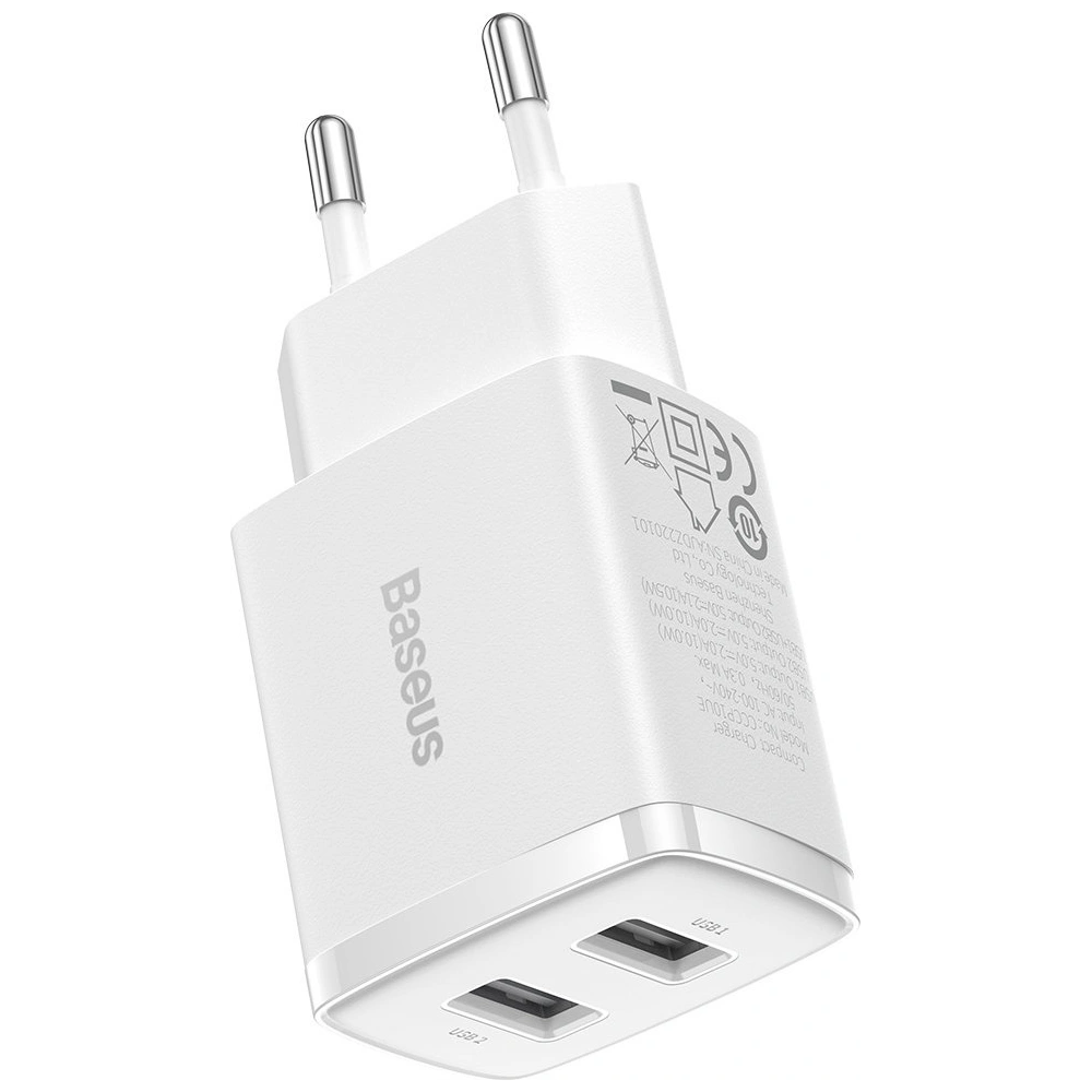 Hurtownia GSM - Ładowarka sieciowa Baseus Compact 2xUSB-A 10.5W biały - BSU3399WHT - {ean13} - Hurt
