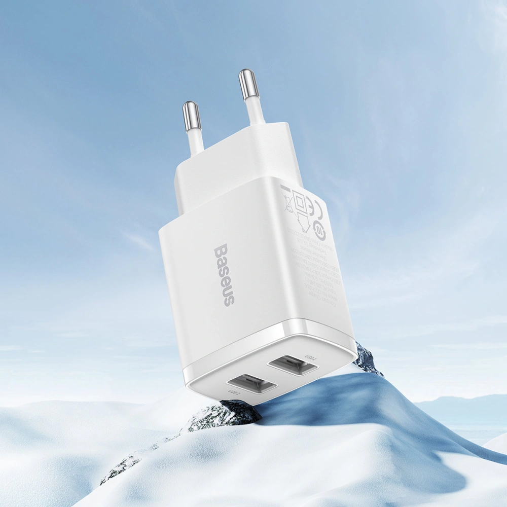 Hurtownia GSM - Ładowarka sieciowa Baseus Compact 2xUSB-A 10.5W biały - BSU3399WHT - {ean13} - Hurt