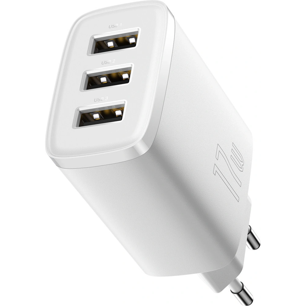 Hurtownia GSM - Ładowarka sieciowa Baseus Compact 3xUSB-A 17W biały - BSU3406WHT - {ean13} - Hurt