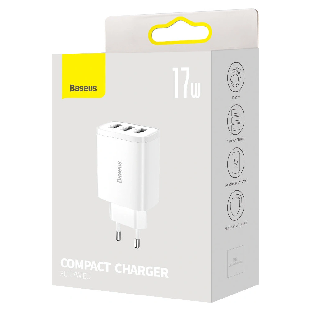 Hurtownia GSM - Síťová nabíječka Baseus Compact 3xUSB-A 17W bílá - BSU3406WHT - {ean13} - Hurt
