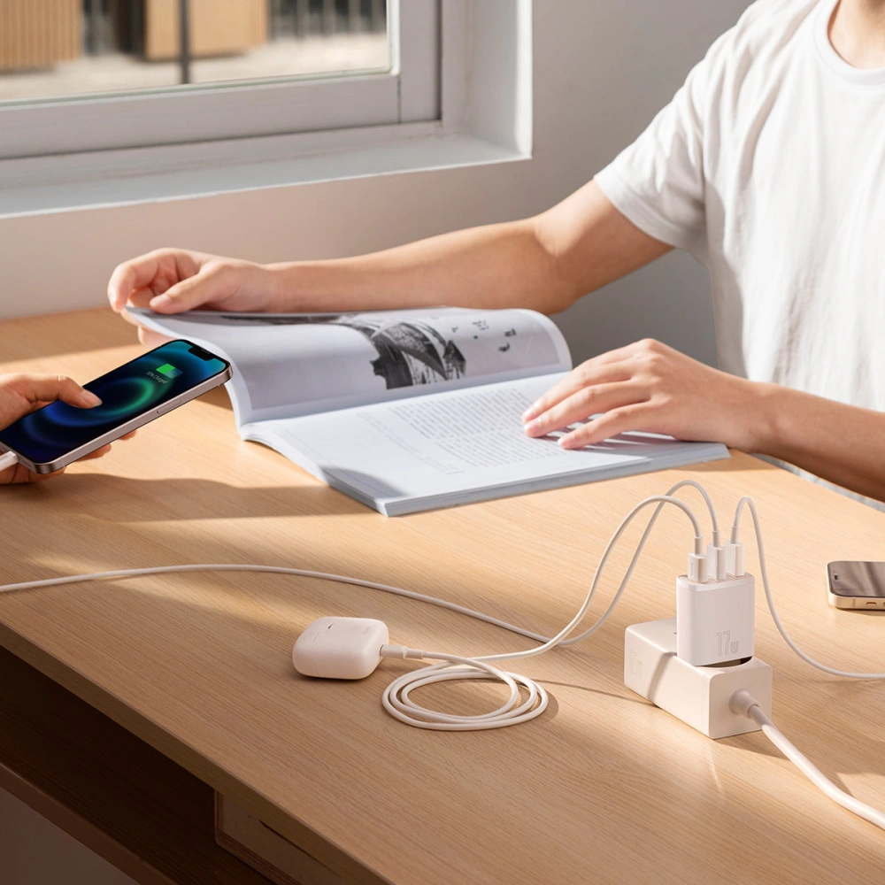 Hurtownia GSM - Ładowarka sieciowa Baseus Compact 3xUSB-A 17W biały - BSU3406WHT - {ean13} - Hurt