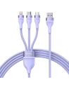 Kabel Baseus Flash Series 3w1 USB-A - USB-C + micro USB + Lightning 100W 1.2m (fioletowy)