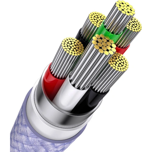 Kabel Baseus Flash Series 3w1 USB-A - USB-C + micro USB + Lightning 100W 1.2m (fioletowy)