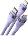 Baseus Flash Series Cable 3w1 USB-A - USB-C + micro USB + Lightning 100W 1.2m (purple)