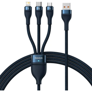 Hurtownia GSM - Kabel Baseus Flash Series 3w1 USB-A - USB-C + micro USB + Lightning 100W 1.2m (niebieski) - BSU3414BLU - {ean13} - Hurt