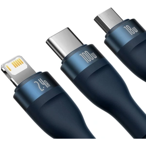 Hurtownia GSM - Kabel Baseus Flash Series 3w1 USB-A - USB-C + micro USB + Lightning 100W 1.2m (niebieski) - BSU3414BLU - {ean13} - Hurt