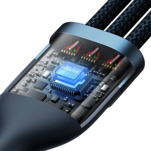 Hurtownia GSM - Kabel Baseus Flash Series 3w1 USB-A - USB-C + micro USB + Lightning 100W 1.2m (niebieski) - BSU3414BLU - {ean13} - Hurt