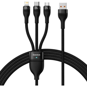 Hurtownia GSM - Kabel Baseus Flash Series 3w1 USB-A - USB-C + micro USB + Lightning 100W 1.2m (czarny) - BSU3415BLK - {ean13} - Hurt