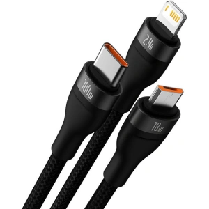 Hurtownia GSM - Kabel Baseus Flash Series 3w1 USB-A - USB-C + micro USB + Lightning 100W 1.2m (czarny) - BSU3415BLK - {ean13} - Hurt