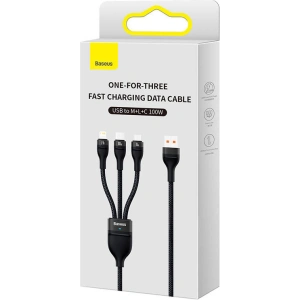 Hurtownia GSM - Kabel Baseus Flash Series 3w1 USB-A - USB-C + micro USB + Lightning 100W 1.2m (czarny) - BSU3415BLK - {ean13} - Hurt