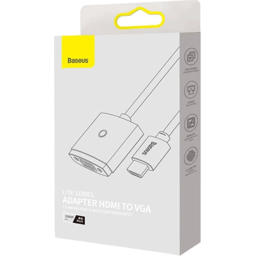 Adapter Baseus Lite Series HDMI - VGA z audio (czarny)