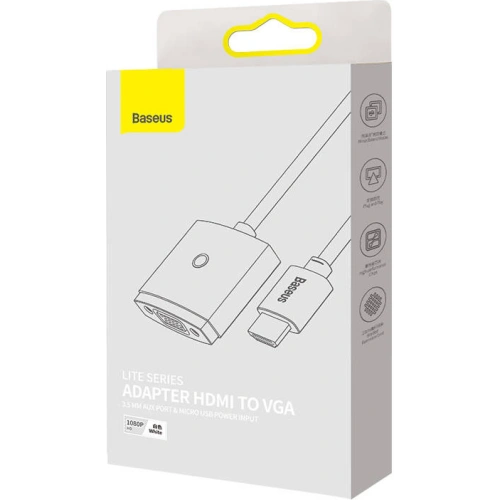 Adapter Baseus Lite Series HDMI - VGA z audio (biały)