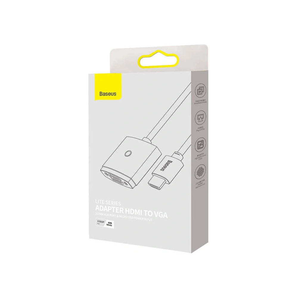 Hurtownia GSM - Adaptér Baseus Lite Series HDMI - VGA s audio (bílý) - BSU3417WHT - {ean13} - Hurt