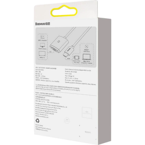 Adapter Baseus Lite Series HDMI - VGA bez audio (czarny)