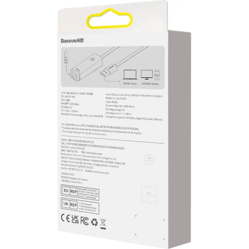 Adapter sieciowy Baseus Lite Series USB-C - RJ45 (biały)