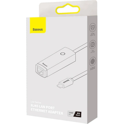 Adapter sieciowy Baseus Lite Series USB-C - RJ45 (czarny)