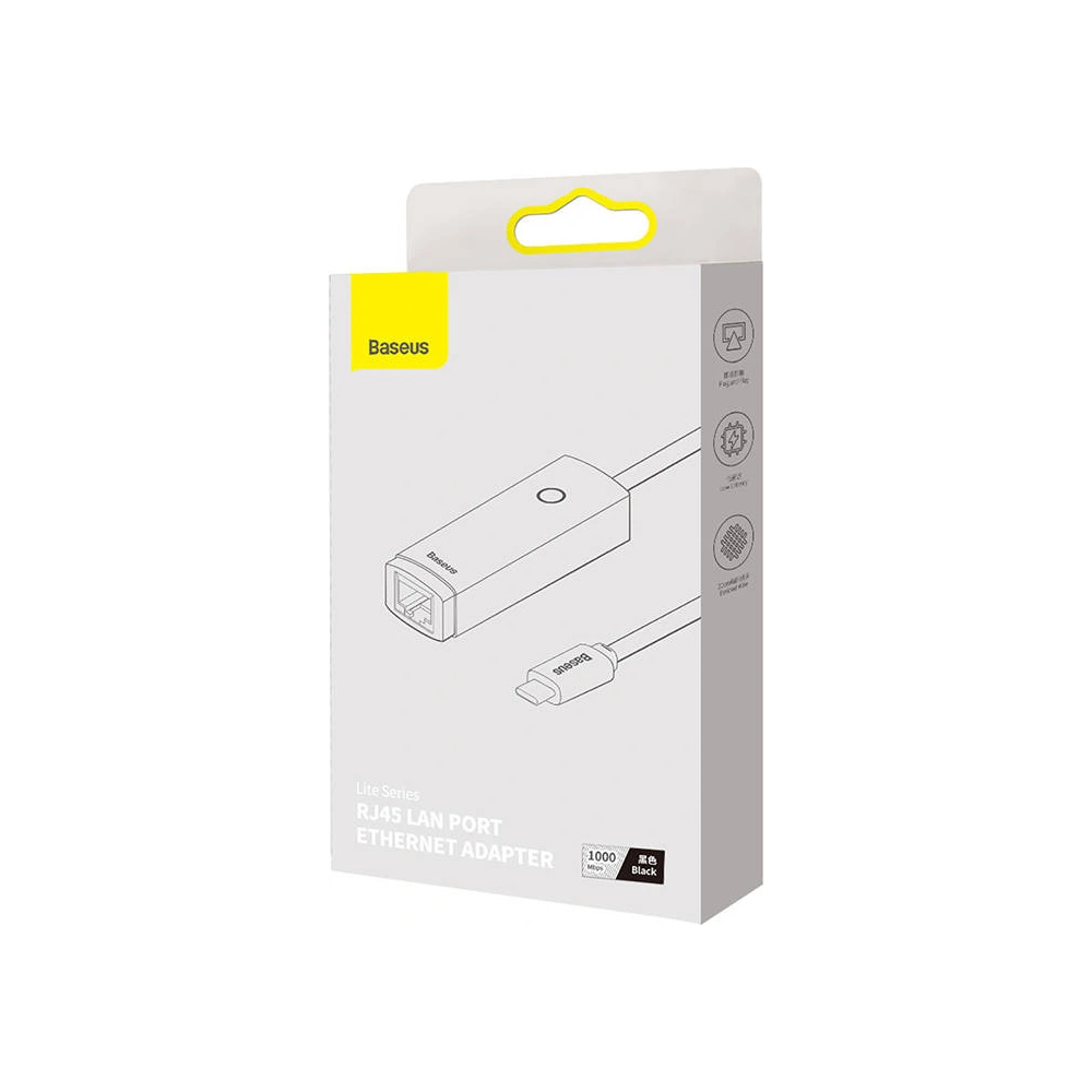 Hurtownia GSM - Síťový adaptér Baseus Lite Series USB-C - RJ45 (černý) - BSU3421BLK - {ean13} - Hurt
