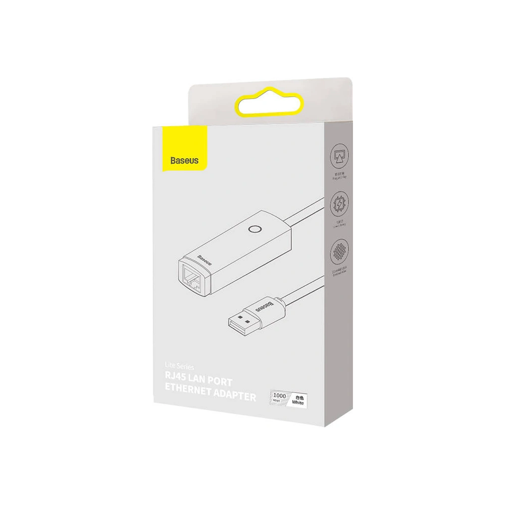 Hurtownia GSM - Síťový adaptér Baseus Lite Series USB - RJ45 (bílý) - BSU3423WHT - {ean13} - Hurt