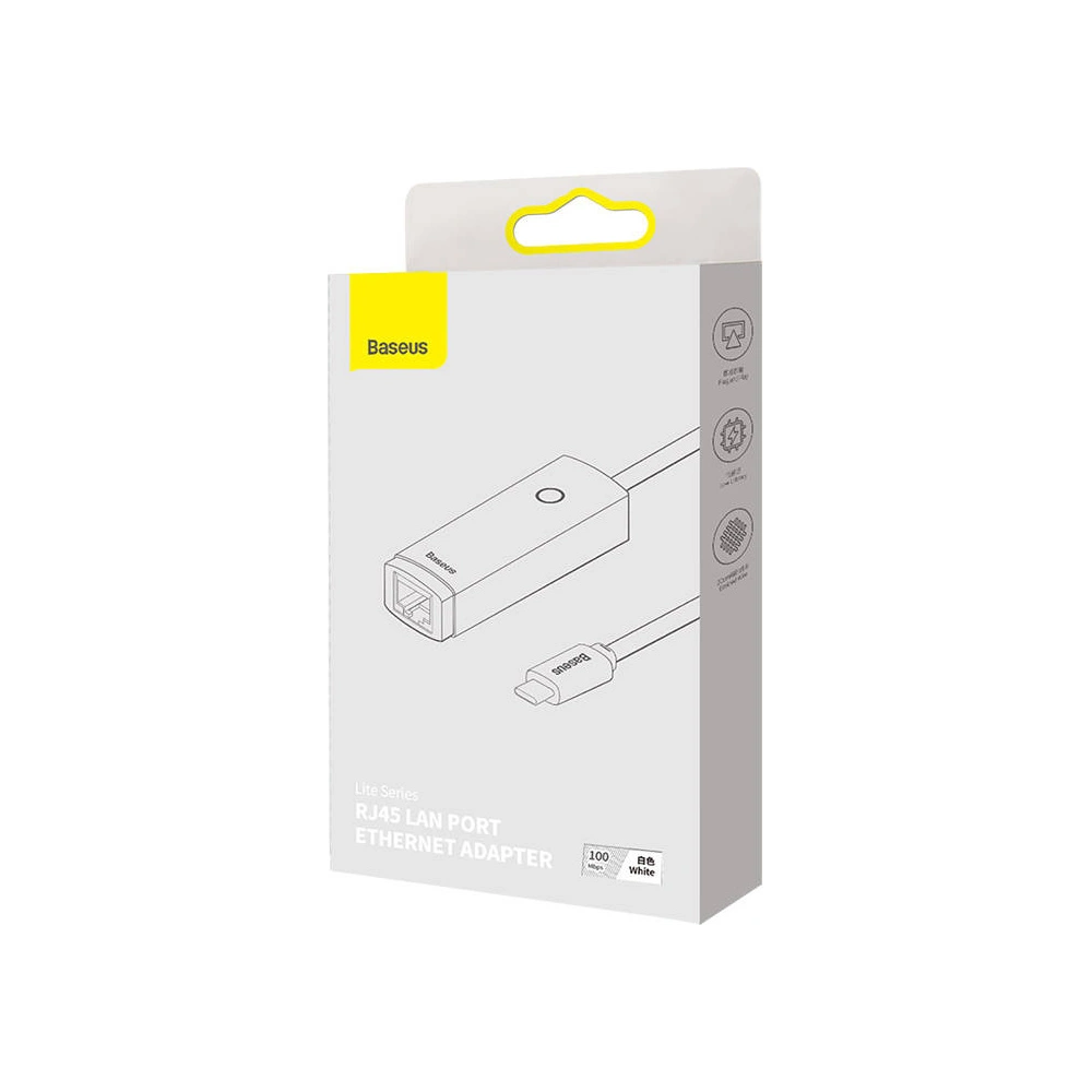 Hurtownia GSM - Síťový adaptér Baseus Lite Series USB-C - RJ45 100Mbps (bílý) - BSU3424WHT - {ean13} - Hurt