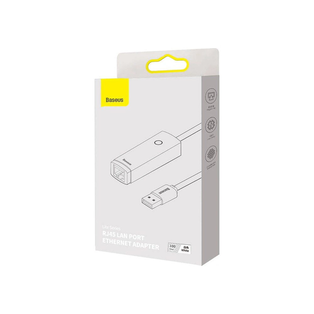 Hurtownia GSM - Síťový adaptér Baseus Lite Series USB - RJ45 100Mbps (bílý) - BSU3425WHT - {ean13} - Hurt