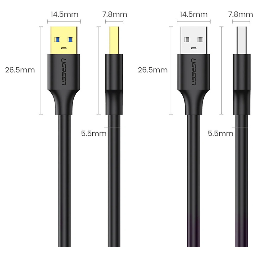 Hurtownia GSM - Kabel UGREEN US128 USB 3.2 Gen 1 3m černý - UGR1324BLK - {ean13} - Hurt