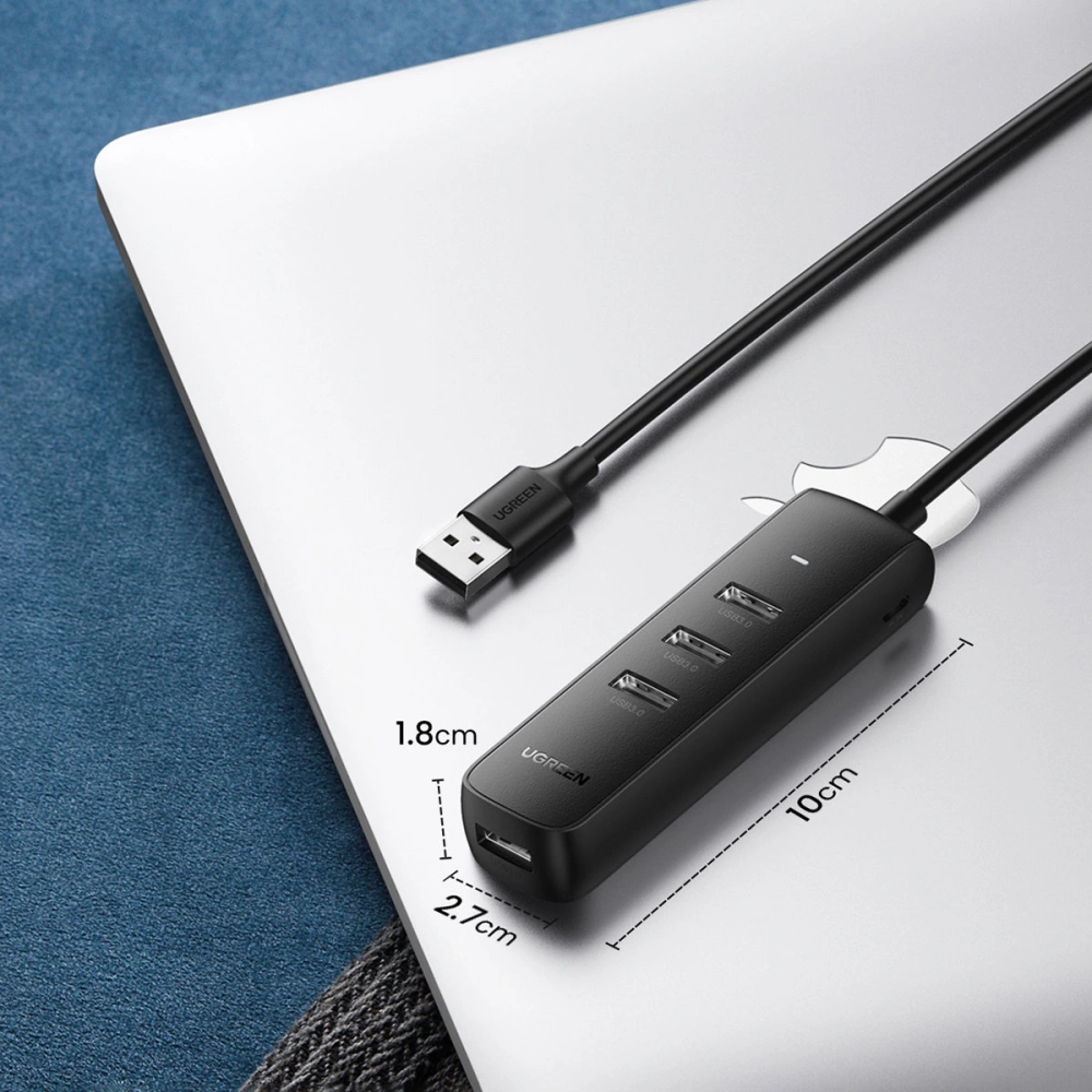 Hurtownia GSM - Hub UGREEN CM416 4w1 USB - 4xUSB-A 3.0 PD DC 12V 0.25m černý - UGR1327BLK - {ean13} - Hurt