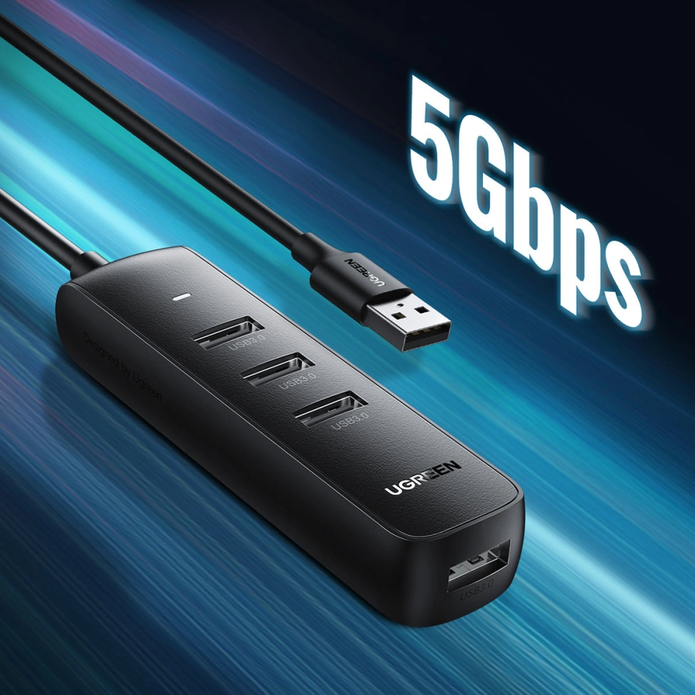 Hurtownia GSM - Hub UGREEN CM416 4w1 USB - 4xUSB-A 3.0 PD DC 12V 0.25m černý - UGR1327BLK - {ean13} - Hurt
