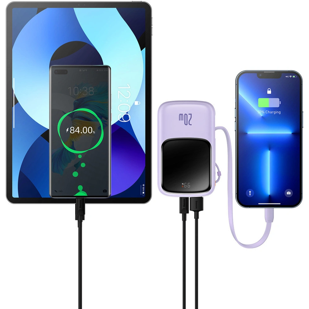 Hurtownia GSM - Powerbank Baseus Qpow 10000mAh 20W Quick Charge SCP AFC FCP fialový + kabel Lightning - BSU3427PRP - {ean13} - Hurt