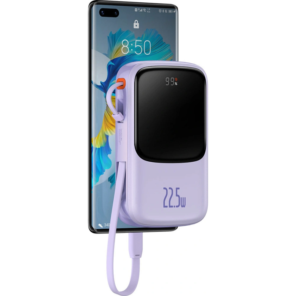 Hurtownia GSM - Powerbank Baseus Qpow 10000mAh 22.5W Quick Charge SCP AFC FCP fialový + kabel USB-C - BSU3430PRP - {ean13} - Hurt