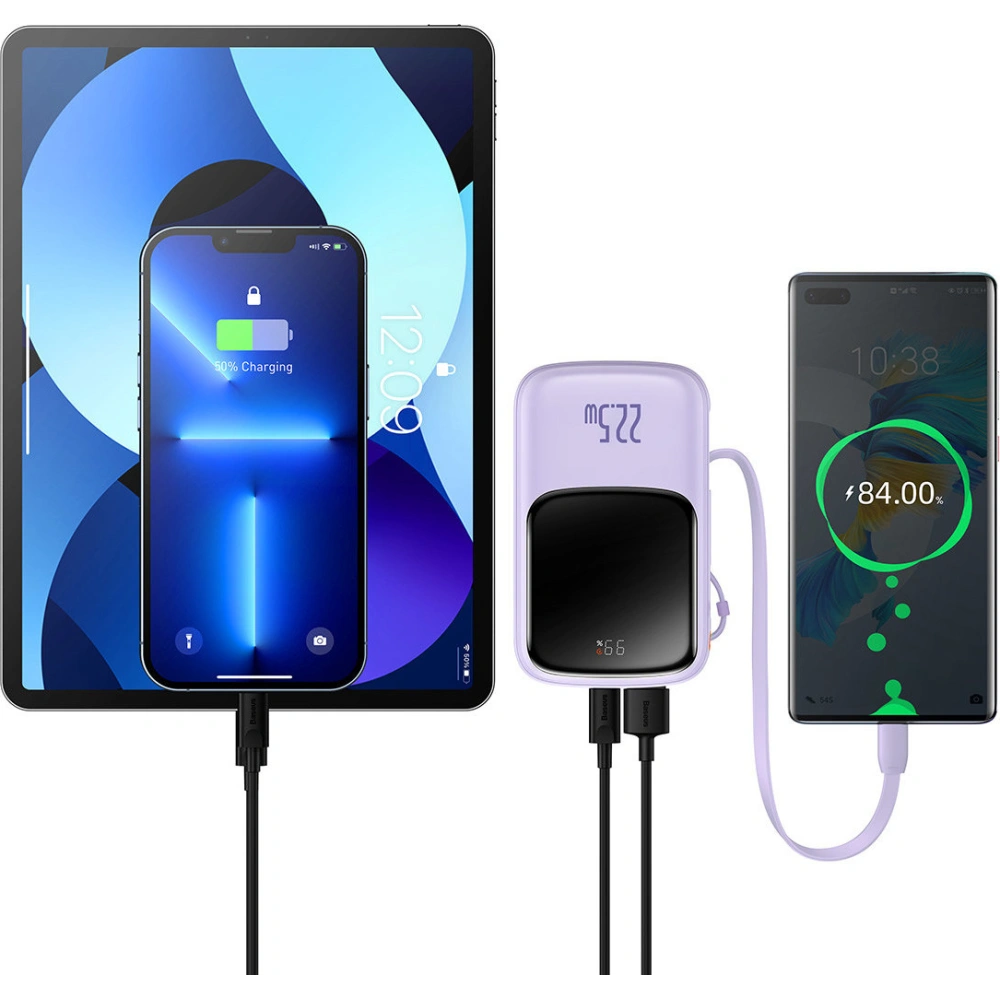Hurtownia GSM - Powerbank Baseus Qpow 10000mAh 22.5W Quick Charge SCP AFC FCP fialový + kabel USB-C - BSU3430PRP - {ean13} - Hurt