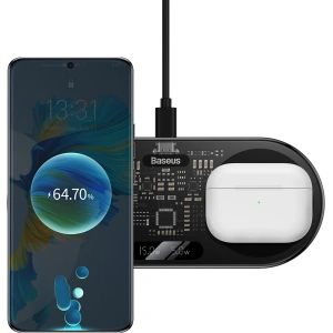 Wholesale Baseus Digital LED Display dual wireless charger with digital display 20W black - BSU3431BLK - {ean13} - Hurt