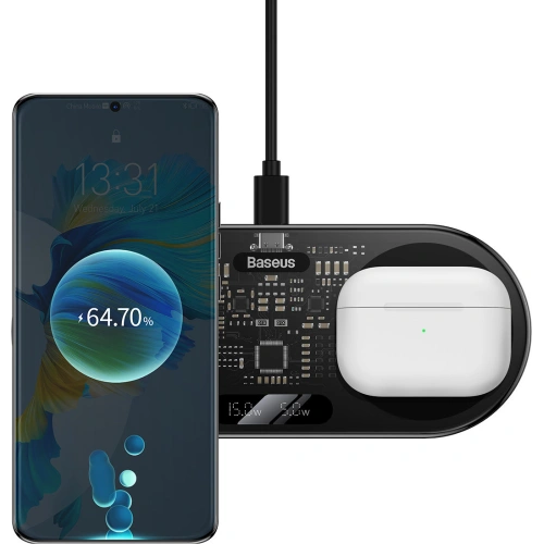 Ładowarka indukcyjna Baseus Digital LED Display 20W czarny