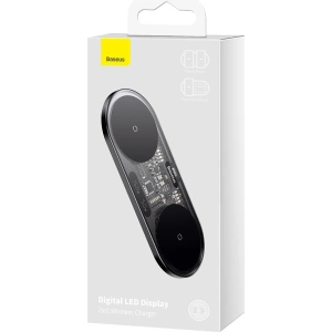 Wholesale Baseus Digital LED Display dual wireless charger with digital display 20W black - BSU3431BLK - {ean13} - Hurt