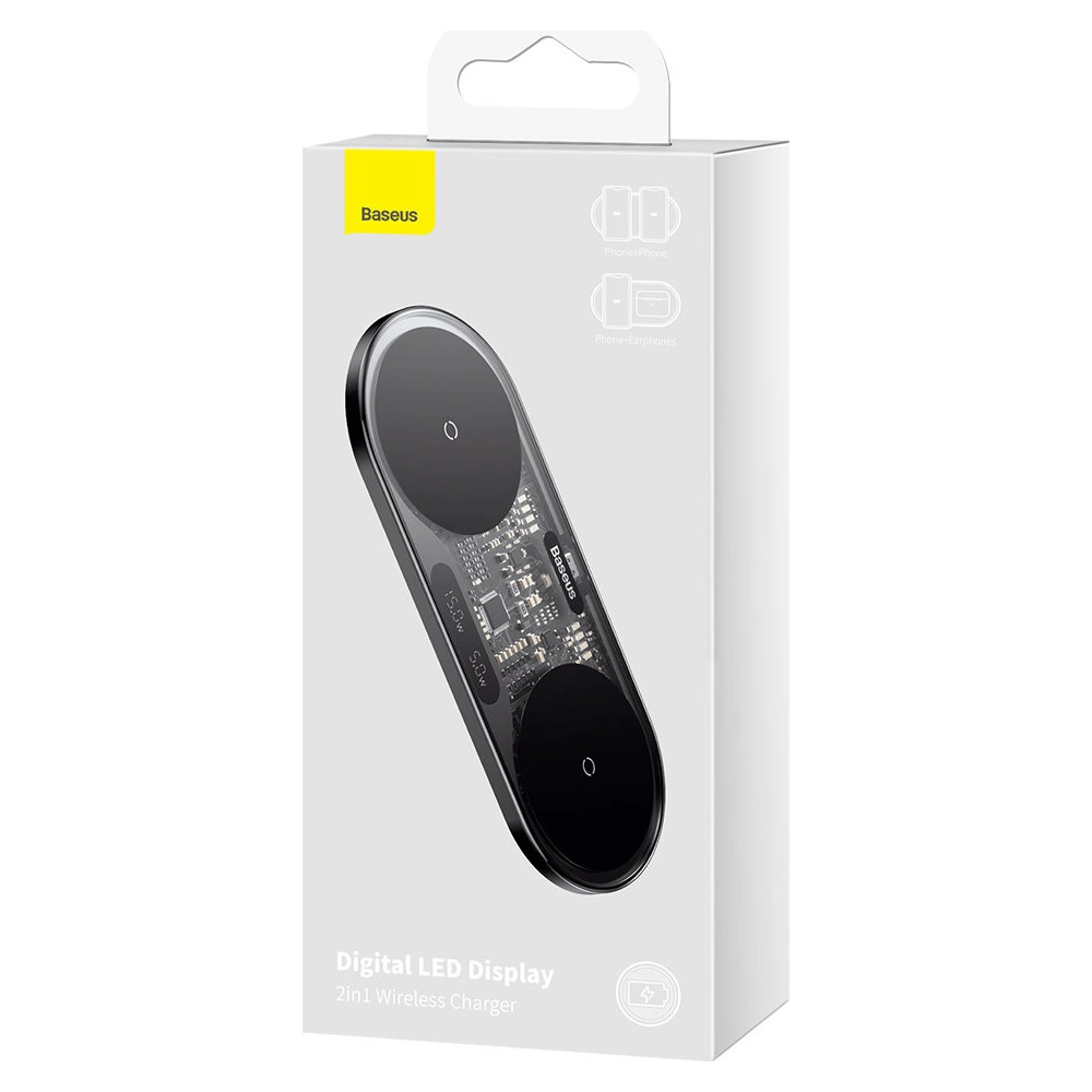 Hurtownia GSM - Indukční nabíječka Baseus Digitální LED displej 20W černá - BSU3431BLK - {ean13} - Hurt